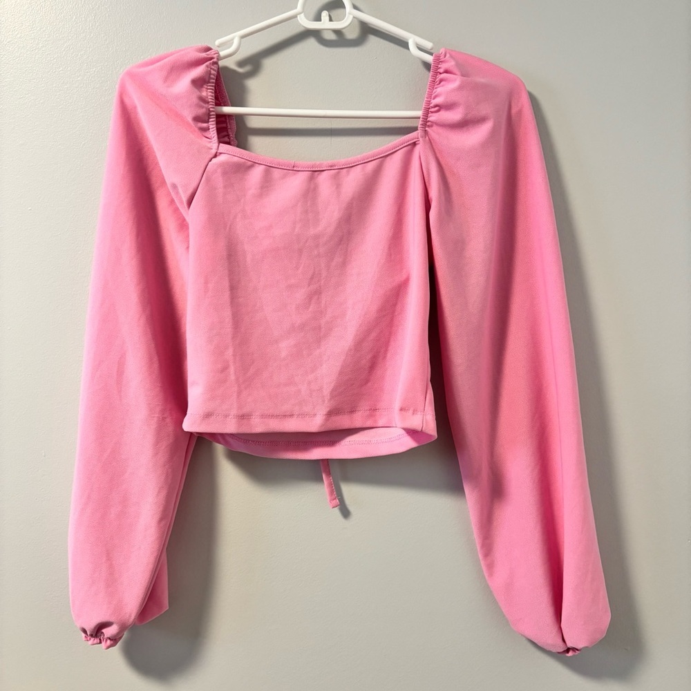 Ardene Pink Long Sleeve Ruched Blouse Small - Picture 3 of 3